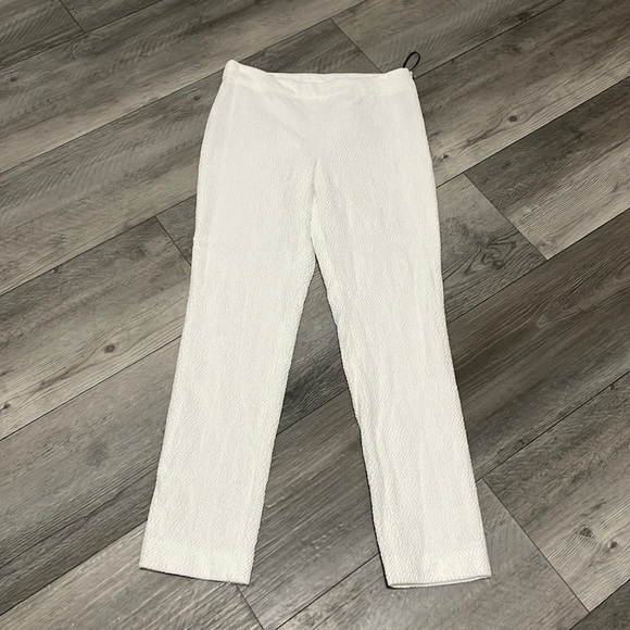 Josie Natori cotton twill trousers white size 4 - Picture 1 of 4